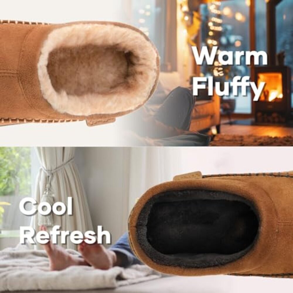Men's Slip On Moccasin Slippers Indoor Outdoor Warm Fuzzy Comfy House Shoes - Picture 5 of 8
